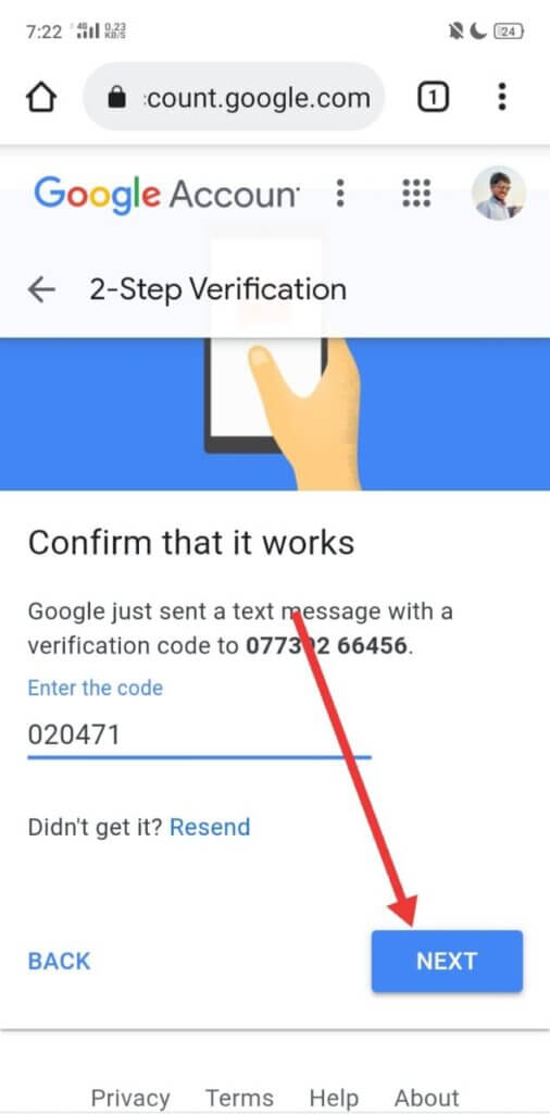 Eighth Step - Google Account Me Two Step Verification Kaise Lagaye