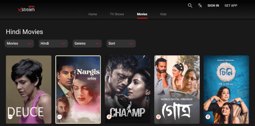 Free online movies on airtel xstream - only for airtel users