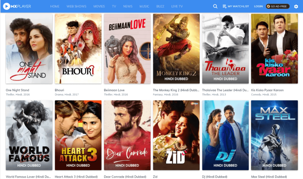 Mx Player - One of the best place to watch online movies and web series